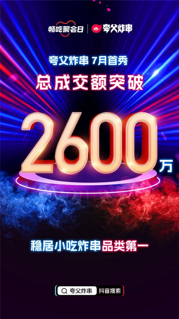 2600萬(wàn)！夸父炸串抖音全國(guó)首播刷新品類成交額記錄|餐飲界